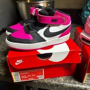 Nike Kids Court Borough Mid 2 Shoes - Pink and Black